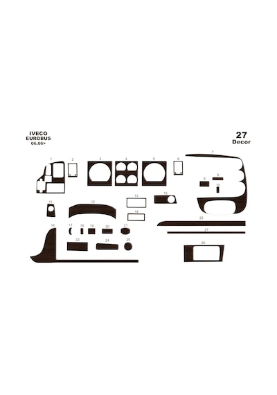 Iveco Eurobus Torpido Kaplama 2006 27 Parça Koyu Meşe