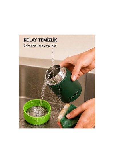 500 Ml Yemek Termosu, 304 Çelik, Sporklu Ve Geniş Ağızlı Yeşil Çok Renkli