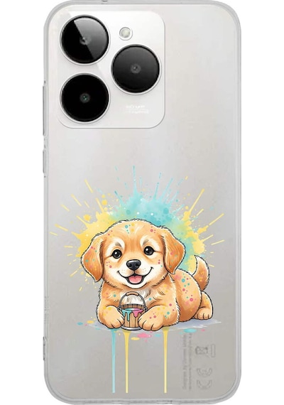General Mobile Era 30 İle Uyumlu Splash Köpek Tasarımlı Şeffaf Silikon Kılıf 051g