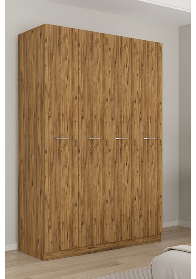 Aeka Ae-3190 Burç 4 Kapaklı Çok Bölmeli Askılı Raflı Ve Çekmeceli 210x140x53cm Gardırop Çam - Çam Aeka Ae-3190 Burç 4 Kapaklı Çok Bölmeli Askılı Raflı Ve Çekmeceli 210x140x53cm Gardırop Çam - Çam