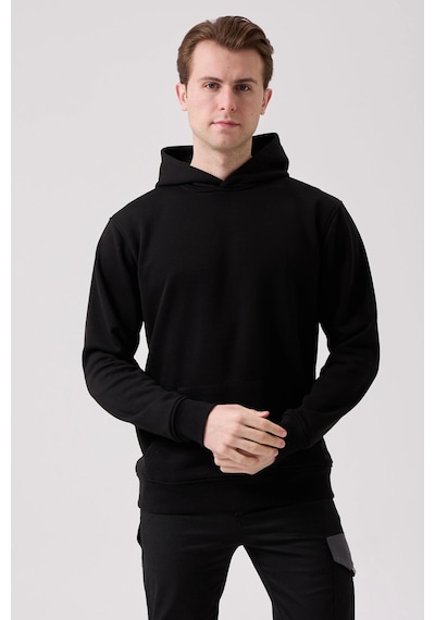 Sanfords Kordonsuz Hoodıe Erkek Kapüşonlu Sweatshirt SiYAH