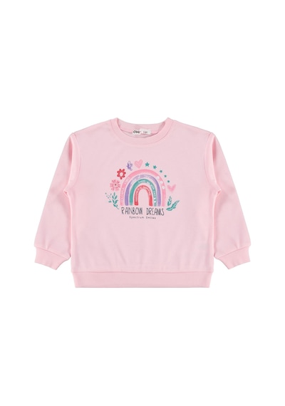 Civil Girls Rainbow Baskılı 2-5 Yaş Sweatshirt - Pembe