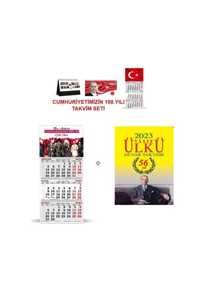 Cumhuriyetin 100. Yılı Takvim Seti, 5 Parça, Renkli