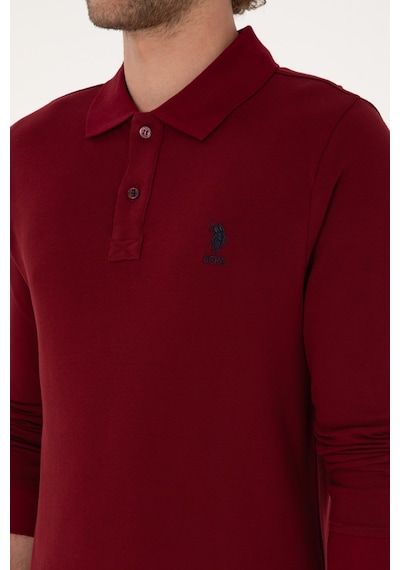 U.S. Polo Assn. Erkek Regular Fit Polo Yaka Bordo Basic Sweatshirt 50307757-VR014