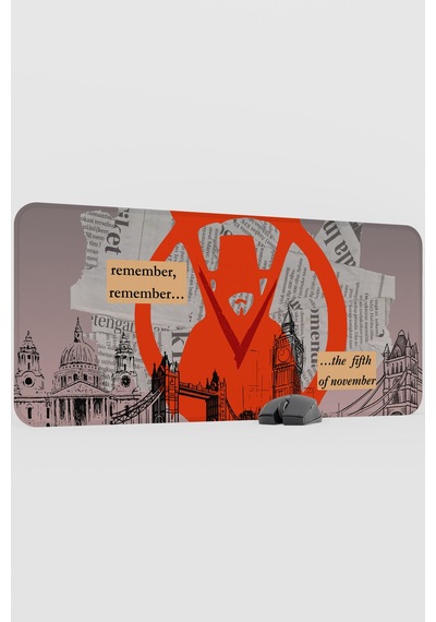 V For Vendetta 2 V3 90x40 Xxl Gaming Kauçuk Kaymaz Taban Mouse Pad Fare Altlığı