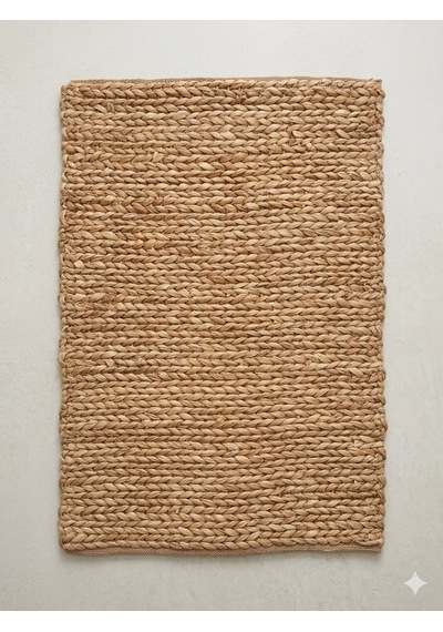 Hbs Art Design Doğal Dokuma Jüt Halı - El Örgüsü Dekoratif Hasır Kilim Açık Kahverengi