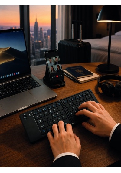 Bluetooth Katlanabilir Klavye Usbc Şarjlı 3 Cihaz Bağlantılı Taşınabilir Klavye
