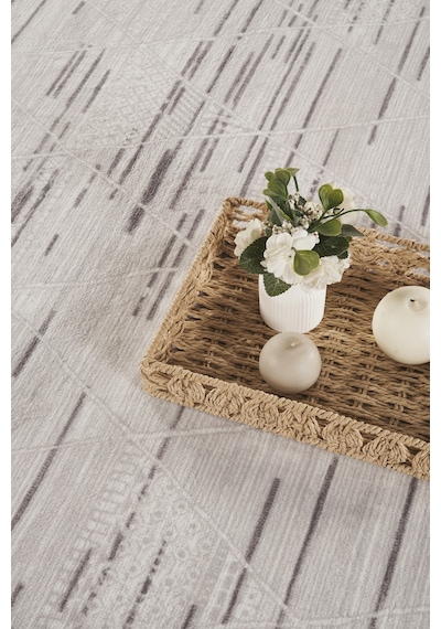 Villadia Home Textile Kaymaz Taban Modern Desen Halı Yolluk Leke Tutmaz Kolay Temizlenir Koridor Salon Yatak Mutfak Odası Vd4040gri Gri