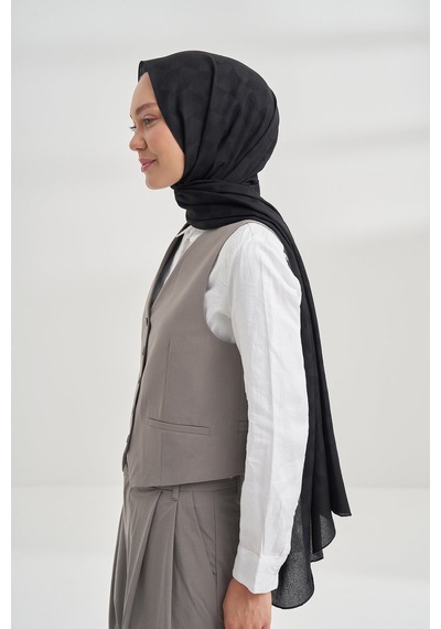 Armanda Cotton Monogram Geometrik Desen Şal 3120 Siyah