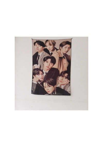 Kpop-bts Grubu Üyeleri Kahve Desenli Tasarım Duvar Halısı