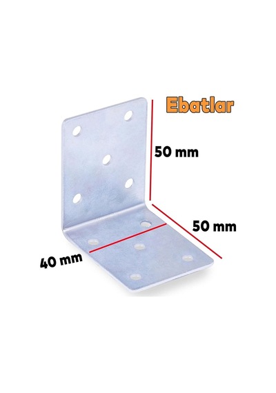L Demir Köşebent 50x50x40 Mm 10 Adet Güçlü Mobilya Dolap Raf Köşe Bağlantı Gönye Sabitleme Vida Hediyeli Çoklu Renk