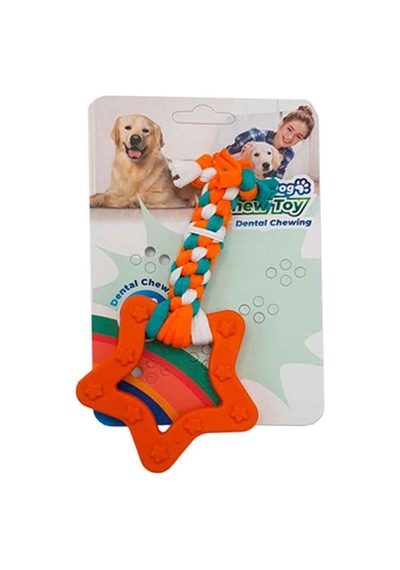 Eurodog Plus Yıldız Şekilli Köpek Diş Kaşıma İpi Turuncu 14.5 CM