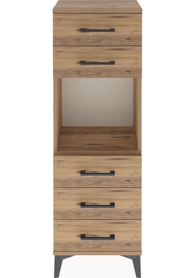 Arges Dolap Tek Raflı 5 Çekmeceli 44x30x134 Çam-çam Atlas Çam