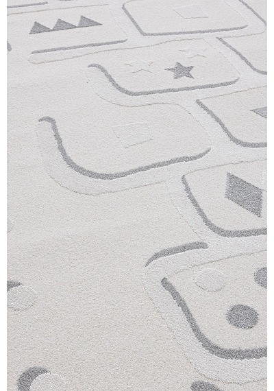 Sparkle Krem Gri Seksekli Çocuk Odası Bebek Odası Halısı 133x190 Gri