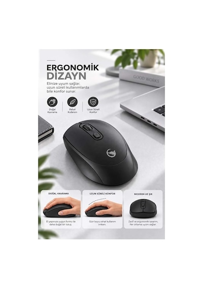 Sprange Sr-m4 Kablosuz & Bluetooth 5.4 Şarjlı Mouse Siyah Standart