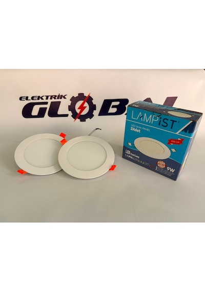 Lampist 9w Sıva Altı Slim Panel Led Beyaz Kasa 6500k Beyaz Işık Yuvarlak Spot Tavan Lambası Trafolu Tam Set Iki Adet Beyaz -6500k