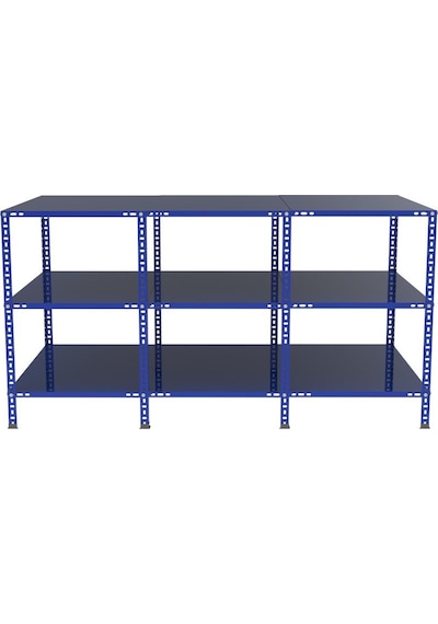 3 Katlı Renkli Paketleme Masası - Atölye, Depo, Hobi Çalışma Masası - Mavi Mavi-177x93 Cm-75 Cm Çok Renkli