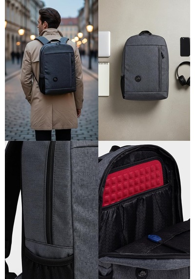 Mypolo Premium 15.6 Slim Laptop Sırt Çantası, Günlük Sırt Çantası, Orta Boy, Unisex, Darbe Emici Eva Korumalı, Su İtici Kumaş