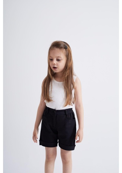 Oliventhekid Taşlı Detaylı Kız Çocuk Şort Siyah Siyah
