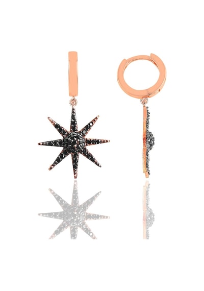 Gümüş Rose Onix Taşlı Güneş Kolye Ve Küpe İkili Set