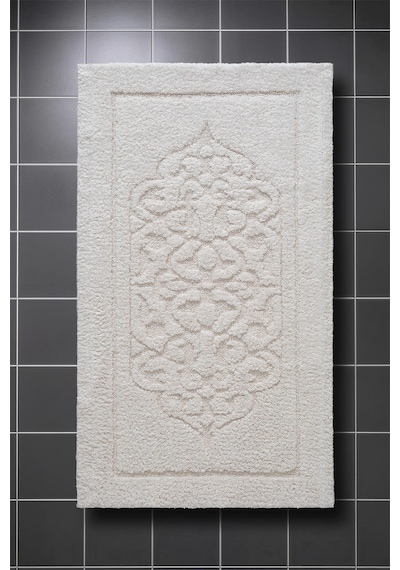 Lilly 2'li Pamuk Banyo Paspas Seti Yumuşak Dokulu Krem Yıkanabilir 60x100 + 60x50cm, Ll001w