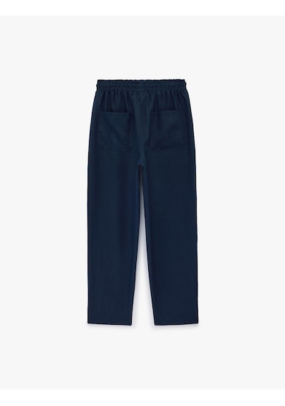Koton Beli Lastikli Bağlamalı Cepli Havuç Keten Pantolon Lacivert 6sak40029pw Lacivert - Mavi Koton Beli Lastikli Bağlamalı Cepli Havuç Keten Pantolon Lacivert 6sak40029pw Lacivert - Mavi