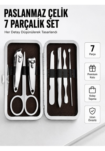 Paslanmaz Çelik Kişisel Bakım Seti 7 Parça 78234776