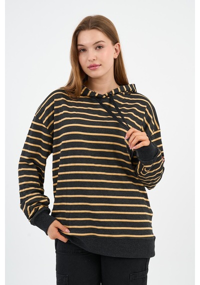 Alexander Gardi Çizgili Kapüşonlu Sweatshirt Unx-00242-wn Sarı - Siyah