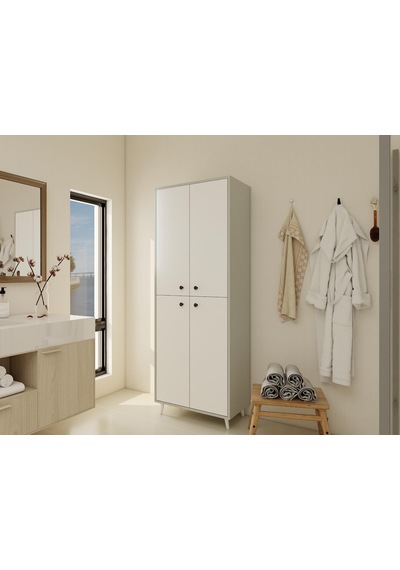 Vadi Çok Amaçlı Banyo/kiler Dolabı Külgri-beyaz Gri - Beyaz