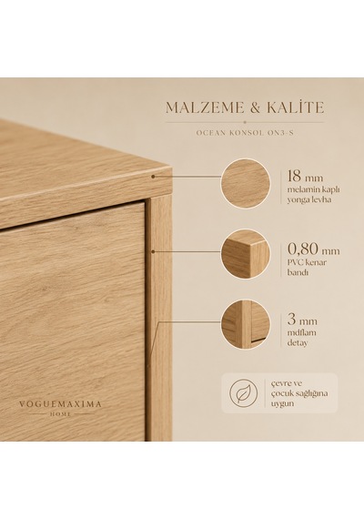 Voguemaxima Home Marina 4 Kapaklı Metal Ayaklı Konsol 160x44,5x74,3 Cm Sepet Bej