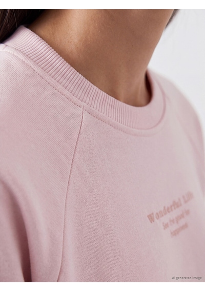 LC Waikiki Lc Waıkıkı Pembe Baskılı Oversize Kadın Sweatshirt