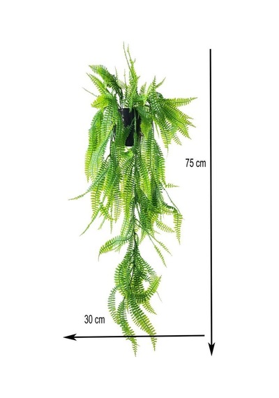 Yapay Çiçek Siyah Saksıda Sarkan Çiçek Boston Fern