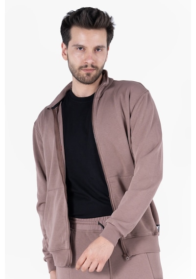 Owl 9150 Diagonel Fermuarlı Sweatshirt Vizon