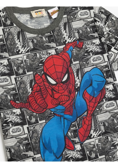 Koton Tişört Spiderman Baskılı Lisanslı Kısa Kollu Bisiklet Yaka Siyah Desenli 5skb10197tk Siyah