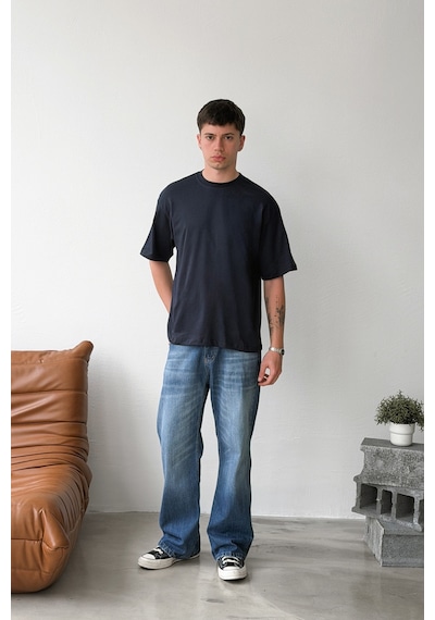 Flaw Oversize 3'lü Basic Tişört-29980 Siyah