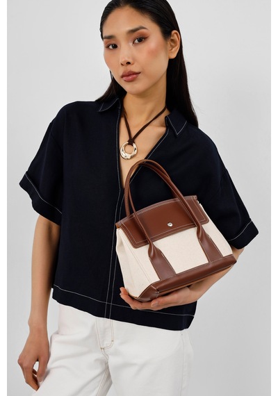 Shule Bags Suede Garnili Kanvas El Ve Çapraz Taba