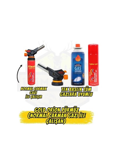 Gold Orıon Or-509c Profesyonel Pürmüz Çakmak - Normal Çakmak Gaz Altın