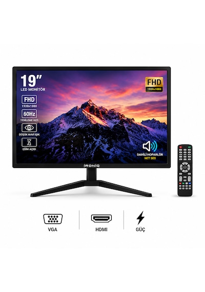 Mn6 Irn-q19ws 19 İnç Full Hd Led Monitör 1920x1080 60hz Hdmı Vga 3 Rca Ses Çıkışı Düşük Mavi Işık Bilgisayar Monitörü