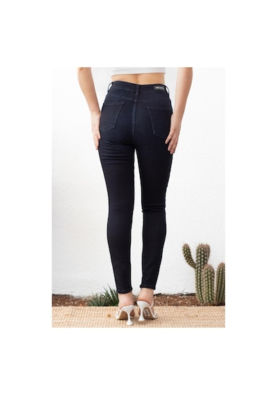 Kadın Süper Skinny Fit Esnek Likralı Yüksek Bel Denim Jean Kot Pantolon Yenijennie-blue Black-k 001