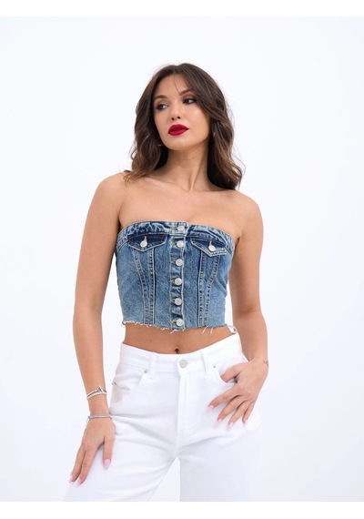 Defymoda 6285 Kot Bluz-mavi Mavi