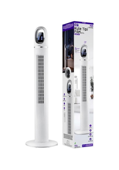 Auhma Acfn06 Kule Tipi Vantilatör 45w Uzaktan Kumandalı Sessiz Vantilatör Dokunmatik Led Ekranlı 3 Modlu