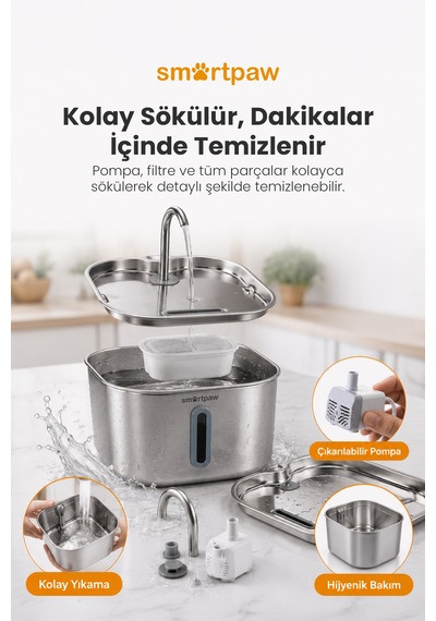 Smartpaw Aqua Prime Kedi Su Pınarı Distribütör Garantili