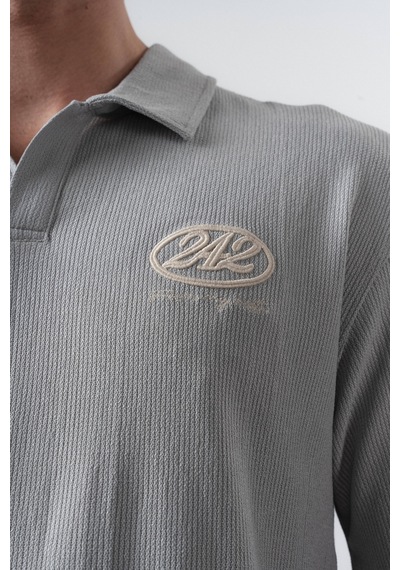 Erkek 242 Nakışlı Regular Fit T-shirt Şort Takım Gri