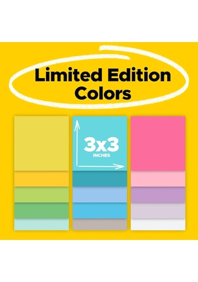 Ayrex Post-it Notes S N Rl Retim S Per Yap Kan Renk Koleksiyonu, 7,62 Cm X 7,62 Cm, 15 Ped/paket, 45 Sayfa/ped 654-15ss