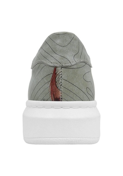 Kadın Vegan Deri Bej Sneakers - Run Little Fox Tasarım Çok Renkli