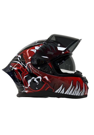 Rivox R1 Venom Kapalı Motosiklet Kaskı Beyaz Kırmızı Siyah