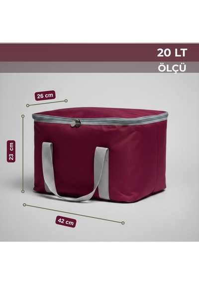 20 Lt Eco Termal Çanta -piknik Çantası,soğutucu Buzluk Çanta-305 Bordo