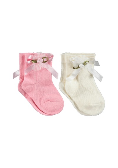 Civil Baby Rose Aksesuarlı Kıvrık 2'li 6- Bebek Kız Çorap Set Standart