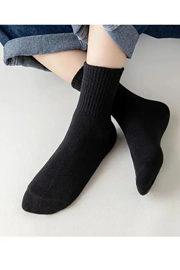 Esinti Unisex Beyaz Siyah Kolej Çorap 8'li Paket Pamuklu 8 Pairs Beyaz - Siyah