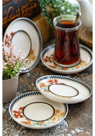 Demet 6 'lı Porselen Çay Tabağı Seti Çok Renkli